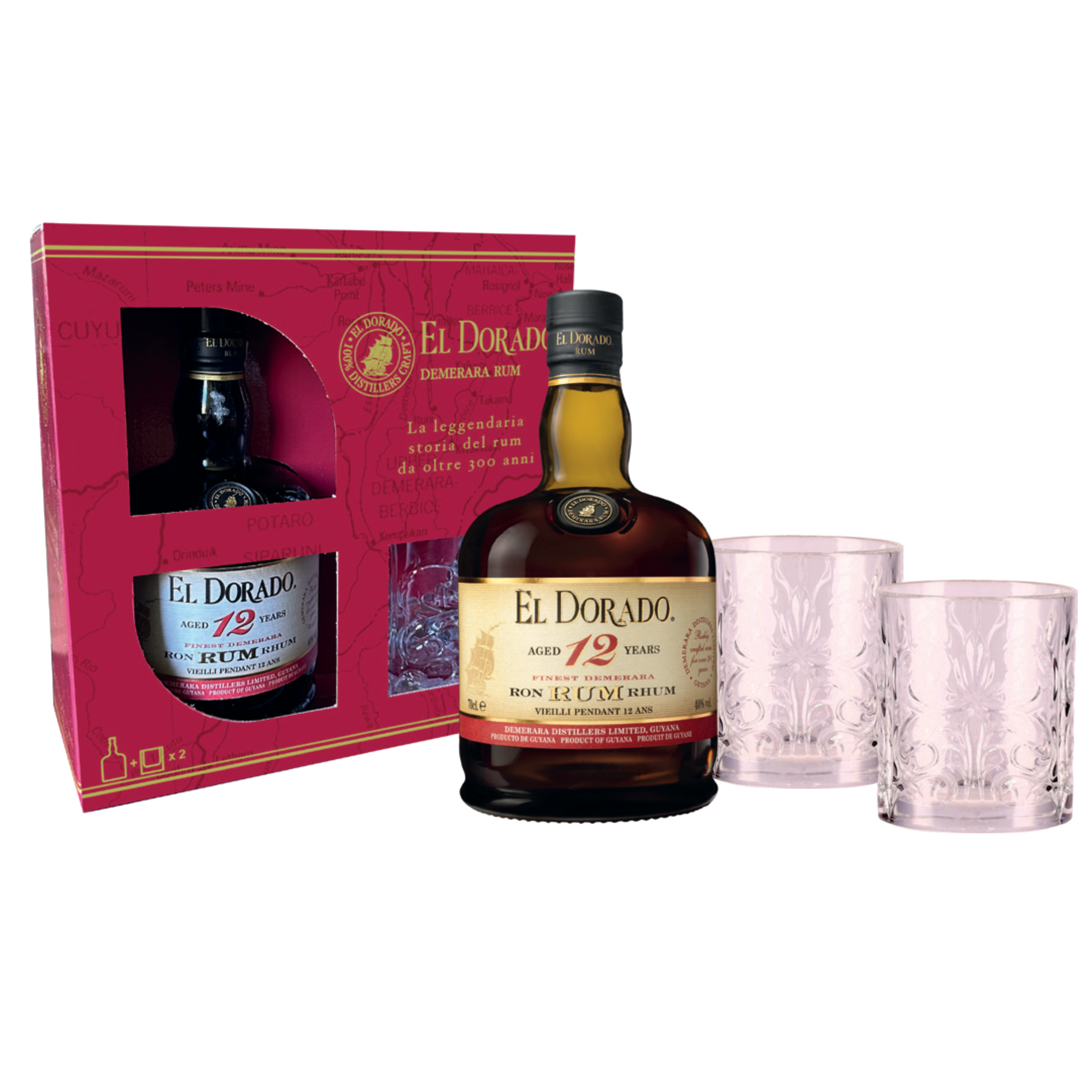 Rum El Dorado 12YO Glass Pack