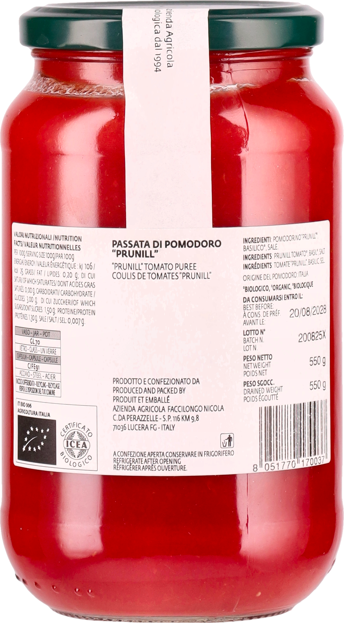 Passata di Pomodoro Prunill 580gr BIO